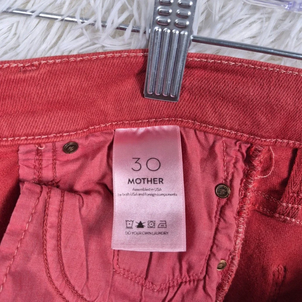 Mother The Insider Crop Step Fray Jeans Hot Rod Red 30 Womens Bootcut